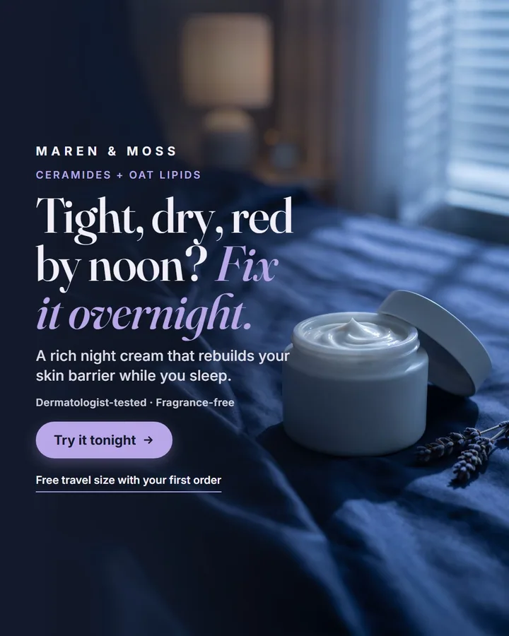 Maren & Moss static ad: Overnight Barrier Repair Cream