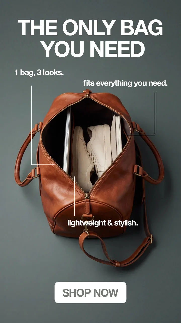 Premium Leather static ad: Leather Tote Bag