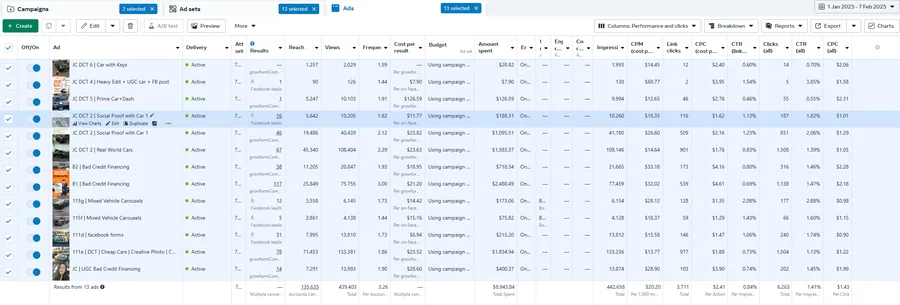 Ad account screenshot