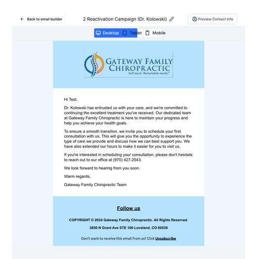 Reactivation campaign: Dr. Kolowski