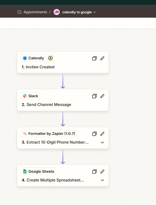 Calendly booking to Slack and Google Sheets