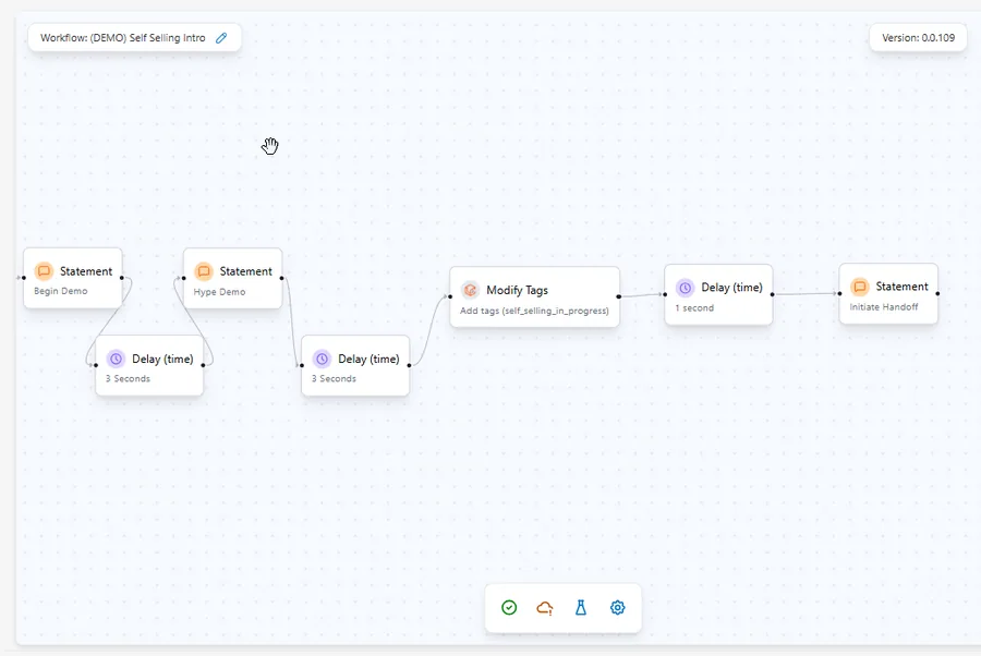 Self-selling demo bot · intro sequence