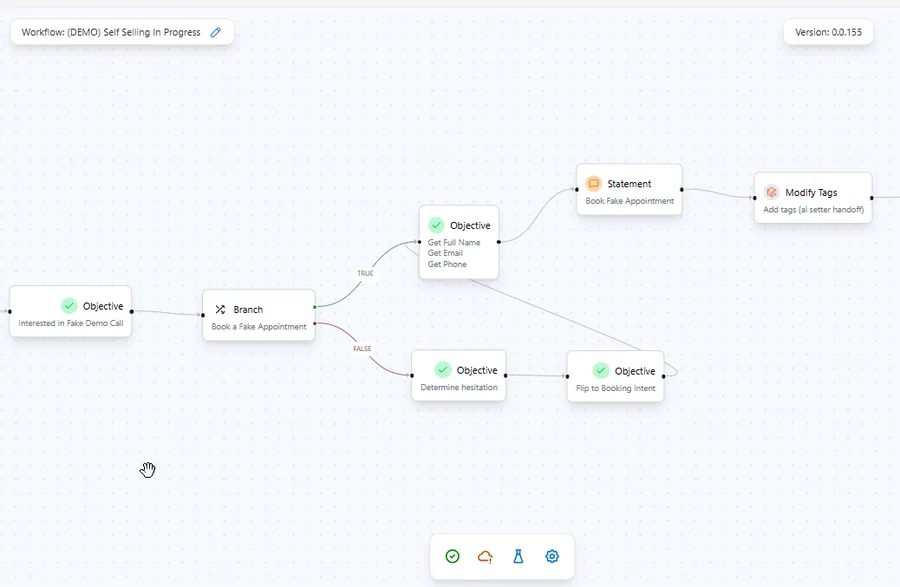 Self-selling demo bot · booking branch