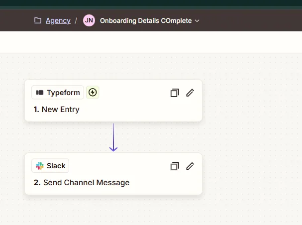 Onboarding details complete · Typeform to Slack