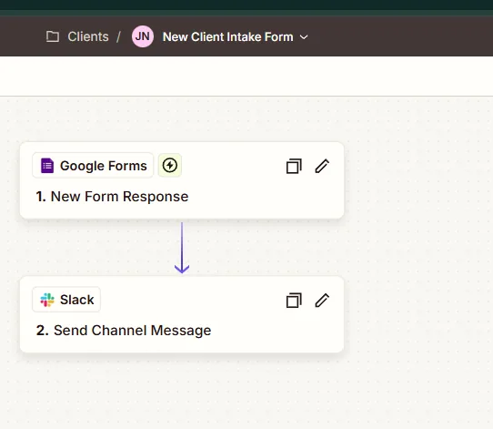 New client intake form to Slack