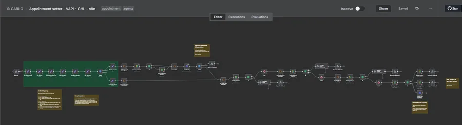 Appointment setter · full workflow canvas